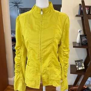 UBU Neon Yellow Women's Jacket.  Ruched sleeves.  Zipper close.  Size S